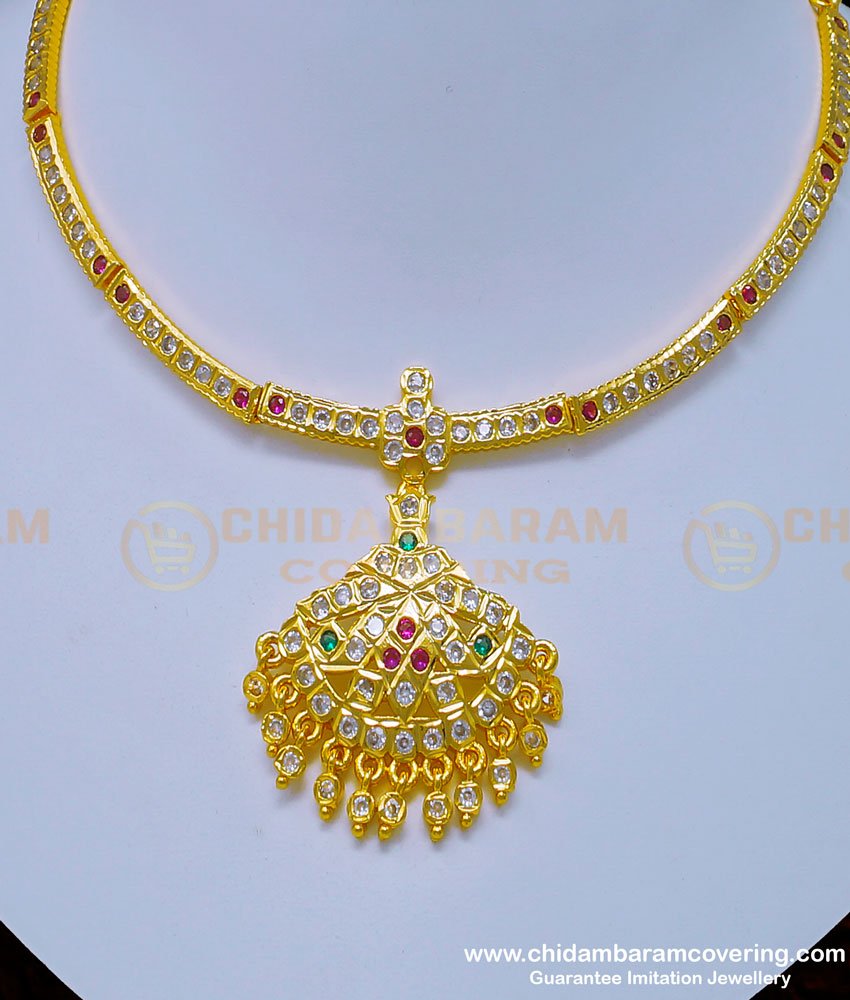 five metal impon attigai, gold plated stone attigai, gold covering necklace, impon necklace, chidambaram covering 5 metal attigai, naan patti, nanu designs,