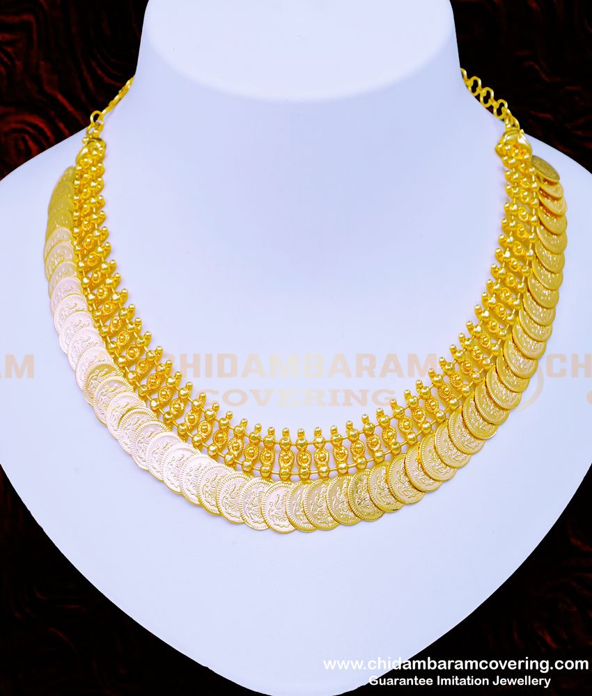 kasulaperu, kasulaperu necklace, coin necklace, kasu necklace, light weight kasulaperu, simple kasulaperu, one gram gold jewellery, chidambaram covering,