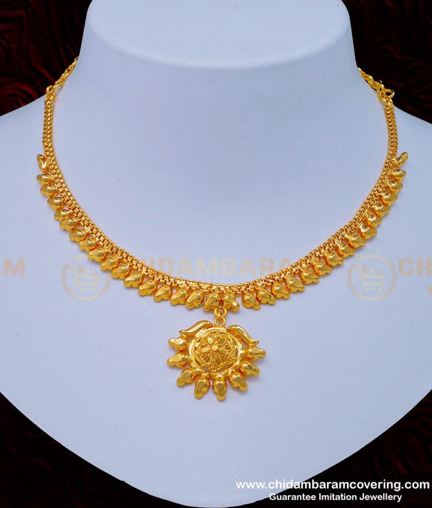 plain necklace, necklace below 300, low price necklace, gold covering necklace, necklace design, one gram gold necklace, stone necklace, 