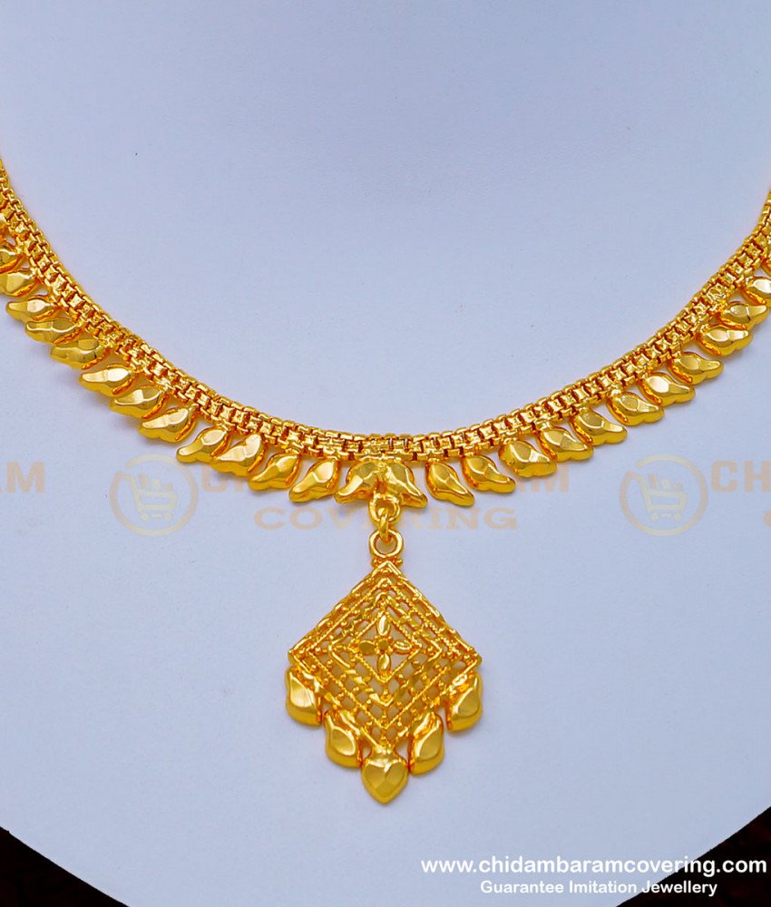 plain necklace, necklace below 300, low price necklace, gold covering necklace, necklace design, one gram gold necklace, stone necklace, 