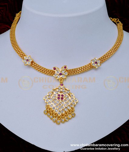 NLC986 - Latest Collection Impon Attigai Gold Necklace Design Getti Metal Attigai Online