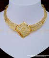 NLC993 - Traditional Sangu Design Stones Attigai Gold Plated Thick Metal Impon Jewellery