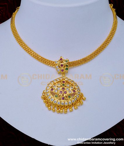 NLC995 - Buy Impon Attigai Collections South Indian Impon Multi Stone Attigai Design Necklace