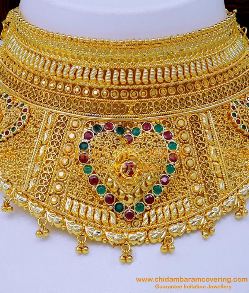  traditional choker necklace online, simple choker necklace, choker necklace set,1 gm Gold Choker designs, gold plated choker necklace