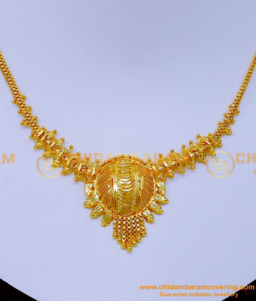 1 gram gold necklace design, gold necklace design, gold plated necklace, simple necklace design, Necklace designs new model, gold plated jewellery