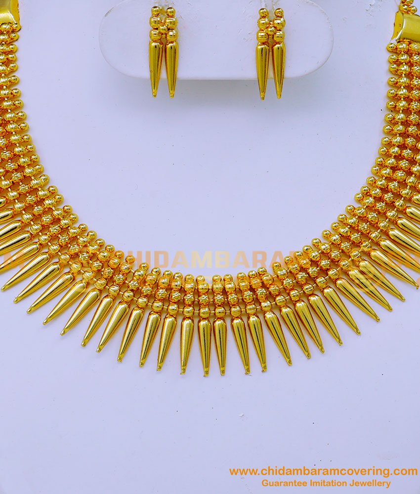 one gram gold jewellery, kerala necklace, mullamottu necklace , kerala mullamottu necklace mullaarumbu necklace, cion necklace, kasulaperu necklace set, 