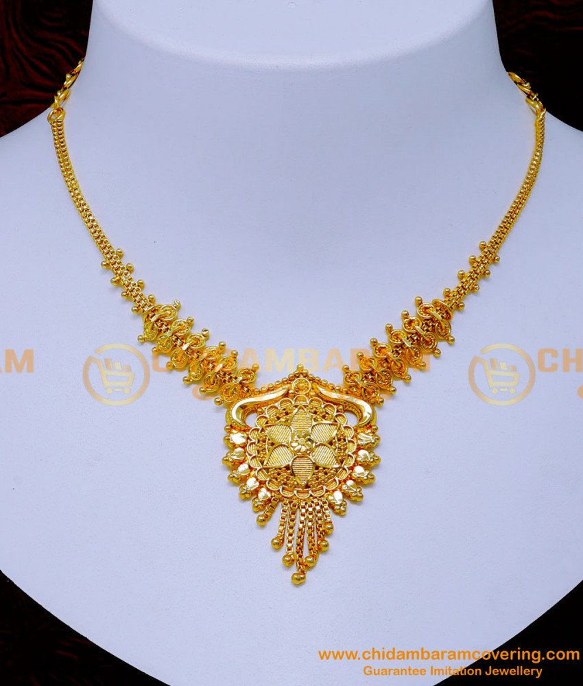 1 gram gold necklace design, gold necklace design, gold plated necklace, simple necklace design, 1 gram gold plated jewellery, wholesale one gram gold jewellery