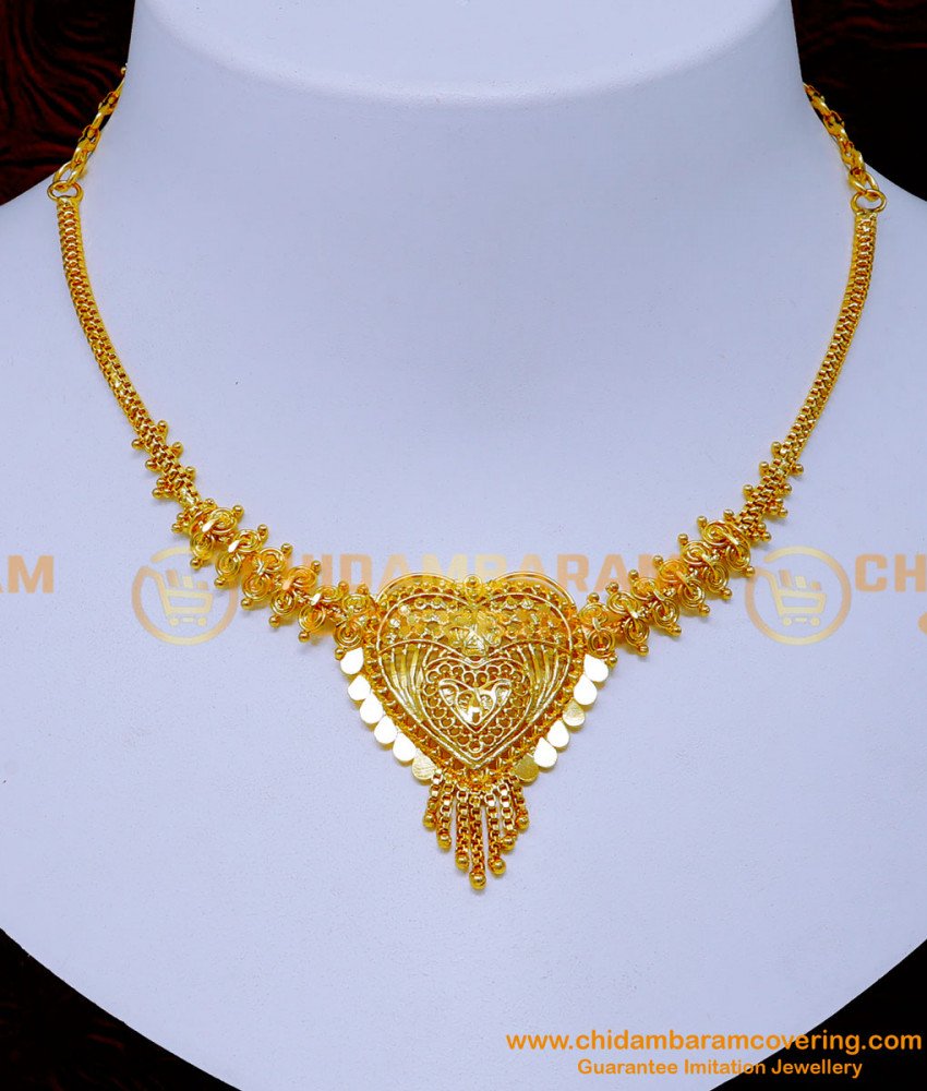 1 gram gold necklace design, gold necklace design, gold plated necklace, simple necklace design, 1 gram gold plated jewellery, wholesale one gram gold jewellery