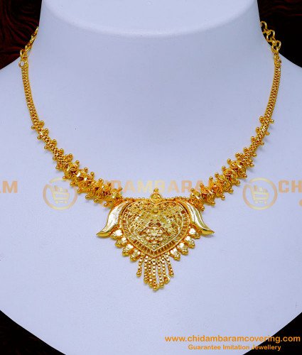 NLC1323 - Gold Plated Wedding Gold Necklace Design Without Stone 