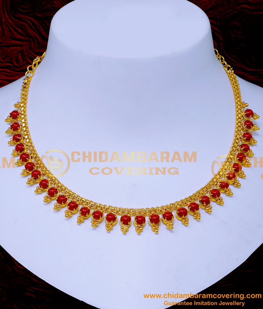 one gram gold jewellery, original coral necklace, traditional coral necklace designs, red coral gold necklace indian designs, coral necklace designs, small coral necklace designs, gold plated coral necklace, pavalam necklace, pavalam necklace design, pavalam necklace design