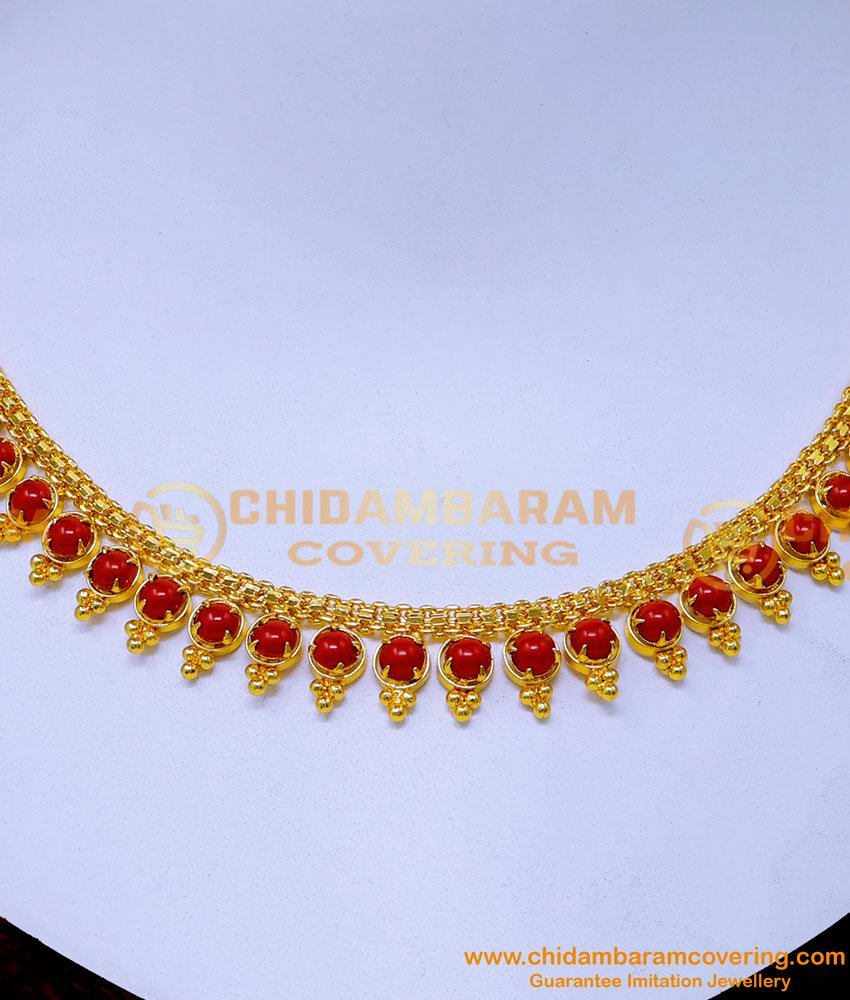 one gram gold jewellery, original coral necklace, traditional coral necklace designs, red coral gold necklace indian designs, coral necklace designs, small coral necklace designs, gold plated coral necklace, pavalam necklace, pavalam necklace design, pavalam necklace design