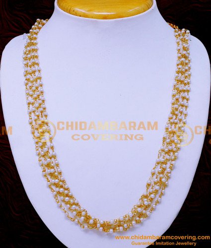 NLC1499 - 1 Gram Gold Light Weight Necklace Design with Beads