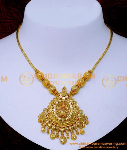 NLC1507 - Gold Look Lakshmi Necklace South Indian Bridal Jewellery