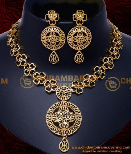 NLC1517 - Gold Plated Necklace with Earrings Bridal Jewellery Sets