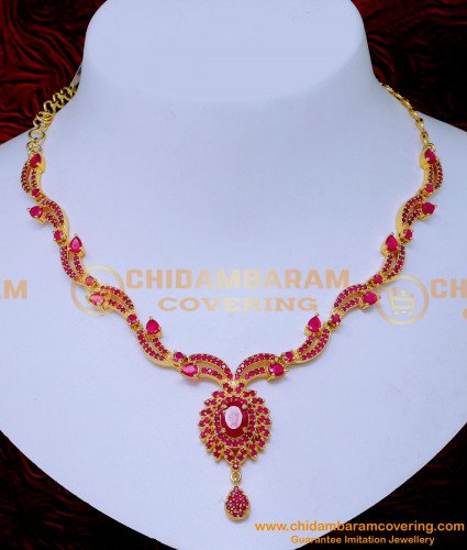 NLC1543 - Modern Light Weight Party Wear Ruby Necklace Designs