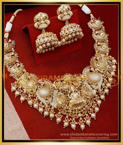 NLC1564 - Premium Quality Latest Gold Design Antique Necklace Set