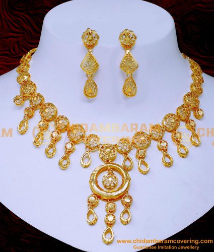 NLC1568 - Wedding Wear Light Weight Turkish Gold Necklace Set