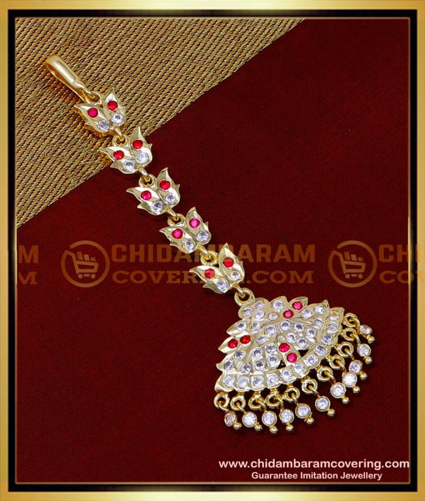 Bridal Wear Gold Plated Impon Maang Tikka for Bride