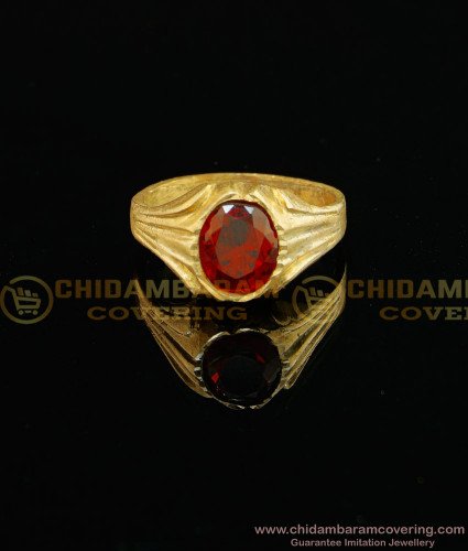 RNG012 - Impon Ruby Stone Ring Manik Original Panchdhatu Ring Design Men’s Astrological Rings Buy Online 