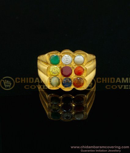 RNG015 - Impon Rasi Kal Navaratna 9 Stone Ring Original Panchdhatu Ring Online