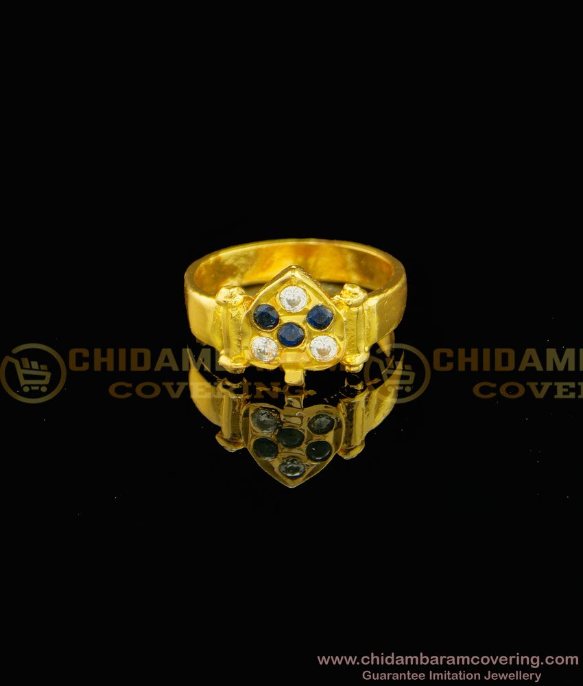 RNG081 - Unique Blue Stone Original Panchaloha Design Getti Metal Stone Ring Online