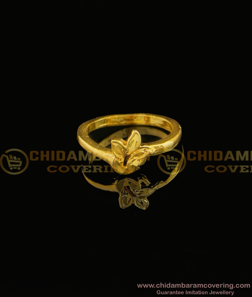 RNG097 - Ladies Finger Ring Gold Plated Leaf Design Artificial Impon Jewelery 