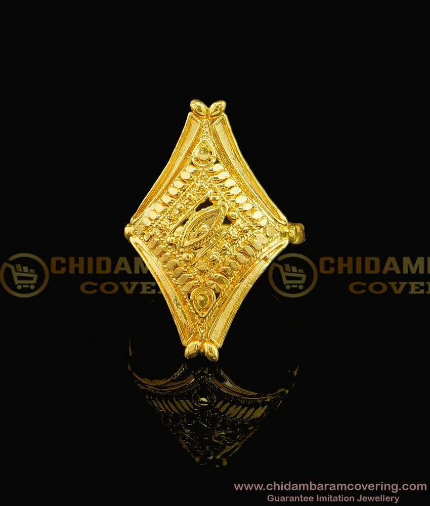 RNG110 - Gold Design Best Quality Big Size Gold Covering Finger Ring for Women 