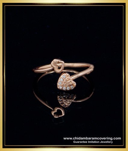 RNG182 - Stylish Thin Rose Gold White Stone Ladies Finger Ring for Daily Use 