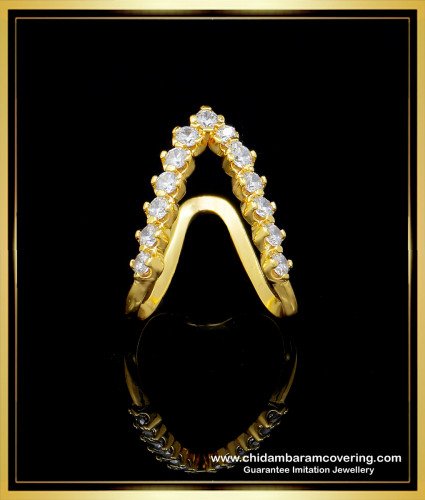 RNG196 - Traditional South Indian Vangi Ring Impon White Stone Vangi Mothiram