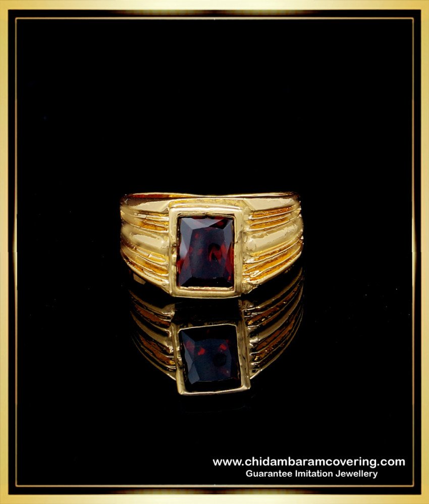 mens ring, gents ring, impon ring, stone ring, kal mothiram, gold plated jewelery, imitation jewellery, red stone ring, ruby stone ring, 