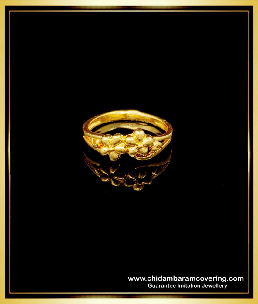 RNG241 - Pure Impon Ring Flower Design Real Gold Look Finger Ring for Ladies 