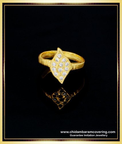 RNG272 - Original Impon Gold Finish Cute White Stone Ladies Ring Design 