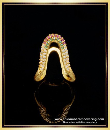 RNG277 - Latest Vangi Ring Design White and Ruby Stone Impon Neli Mothiram Online 