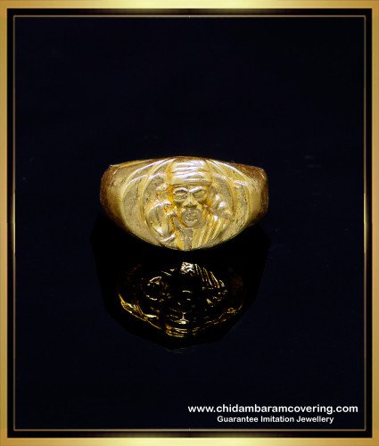 RNG362 - Original Impon Daily Wear Sai Baba Ring Gold for Men