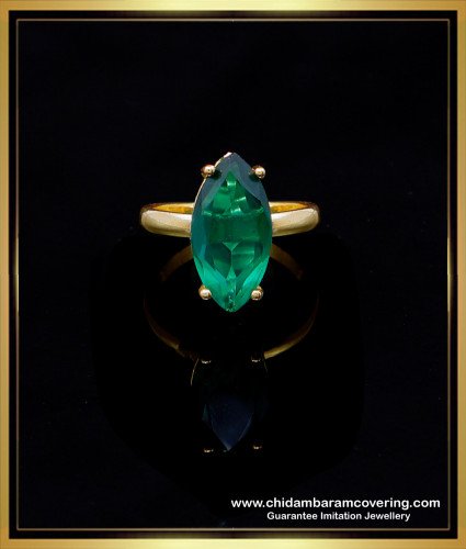 RNG410 - Best Quality Gold Plated Emerald Stone Adjustable Ring
