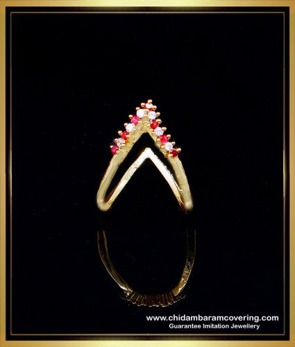 RNG473 - Trendy White and Ruby Stone Modern Vanki Ring Designs