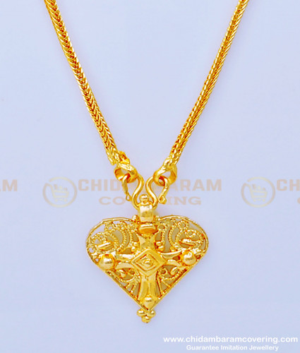 THN54 - 24 Inches Christian Wedding Cross Dollar Mangalyam One Gram Gold Guaranteed Thali Chain 